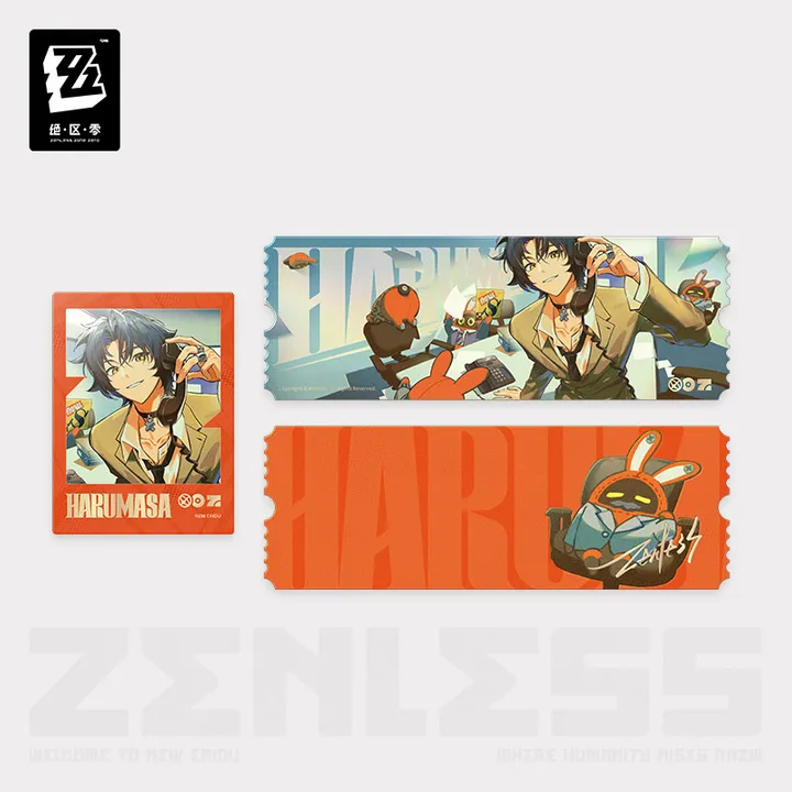 Asaba Harumasa FM Video Series Laser Ticket & Polaroid Set - Zenless Zone Zero
